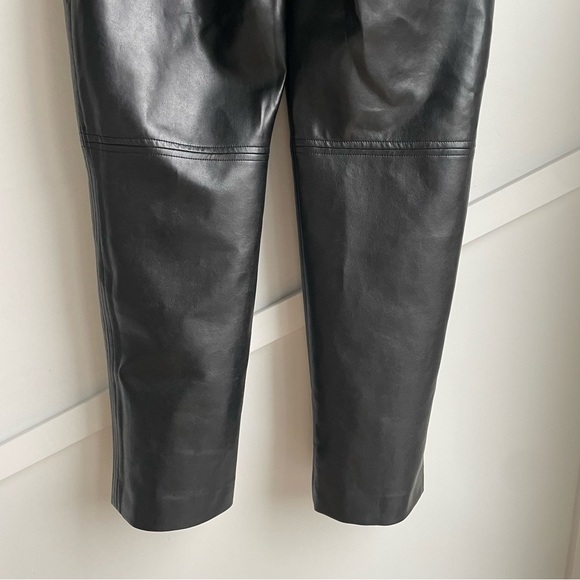 Aritzia Wilfred Black vegan Leather High-Waist Pants Tie-Front  stretchy size 6 - Picture 12 of 15